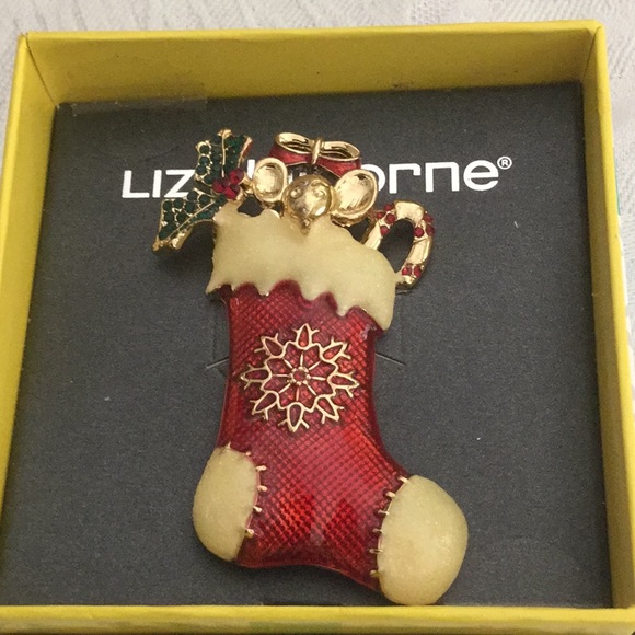 ❤️NWT Liz Claiborne Holiday Stocking Brooch ❤️ - Picture 2 of 6